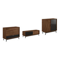 WOHNWAND 3er-Set Modern Loft Eiche Tabak 422 / 50 / 101cm - Eichefarben/Dunkelbraun, Holz/Metall (422/101/50cm) - Feldmann-Wohnen