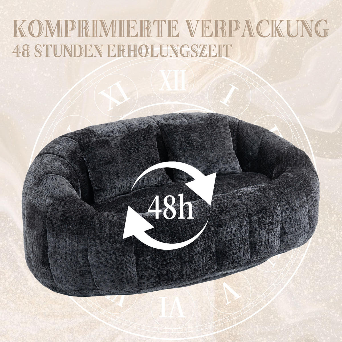 BEAN BAG SOFA – Komfortabler Lazy Lounger mit hochdichtem Memory - Schwarz, Textil (150/63/95cm) - Urban Meuble