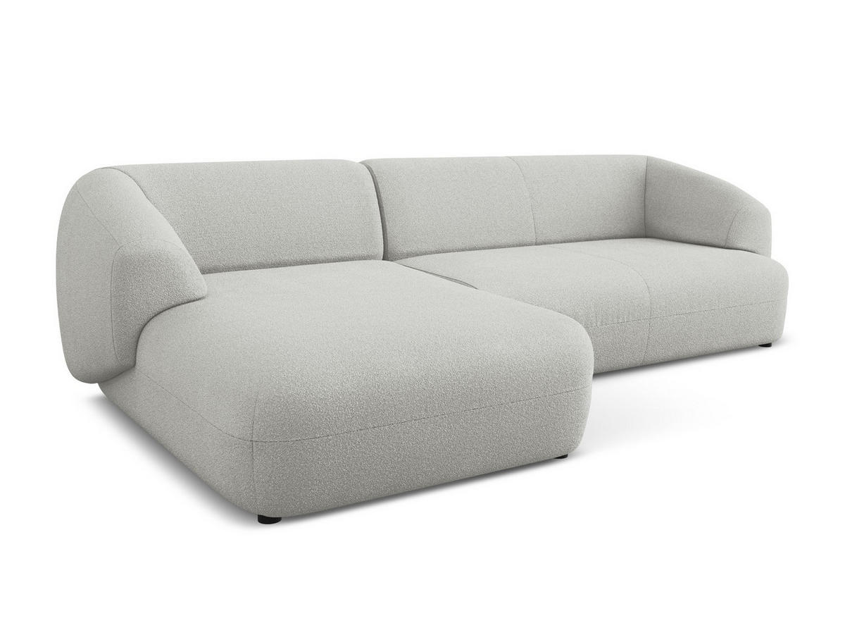 ECKSOFA Links Bouclé Stoff Grau - Hellgrau/Schwarz, Kunststoff/Textil (156/280cm) - Makamii