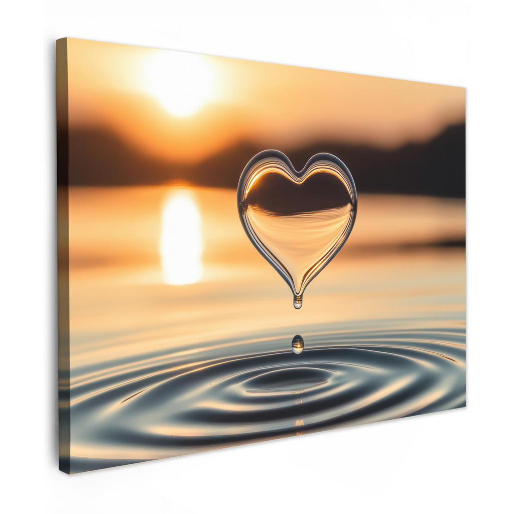 MuchoWow OBRAZ NA PLÁTNĚ Srdce - Voda - Západ slunce - Příroda - Zen 40x30 cm
