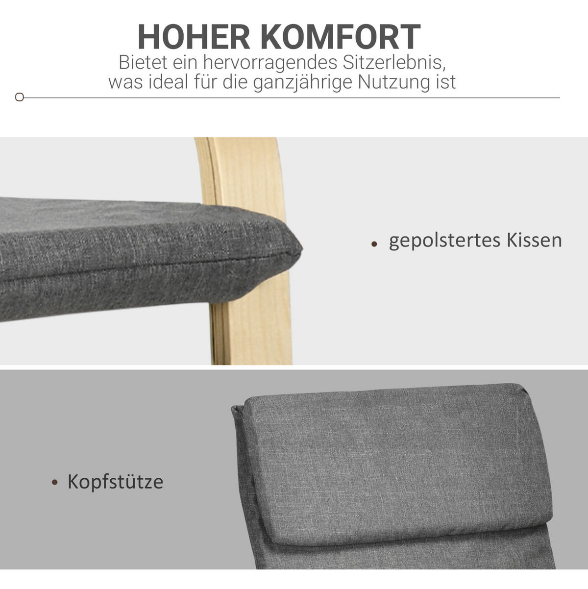 SESSEL 66.5/99/80 cm Dunkelgrau aus Polyester mit Kopfstütze - Dunkelgrau, Textil (65/96/78cm) - OKMYHOME