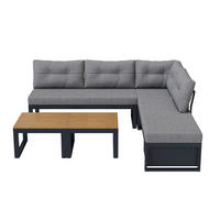 GARTENSET aus Polyester 191,5x191,5x79 cm Grau mit 3-stufig verstellbarer Liegefunktion und Stauraum - Grau, Textil - Modfu