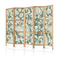 PARAVENT Japanischer 5-tlg 225x172 cm Pflanzen Ornamente - Multicolor, Holz/Textil (225/172/3cm) - Muralo