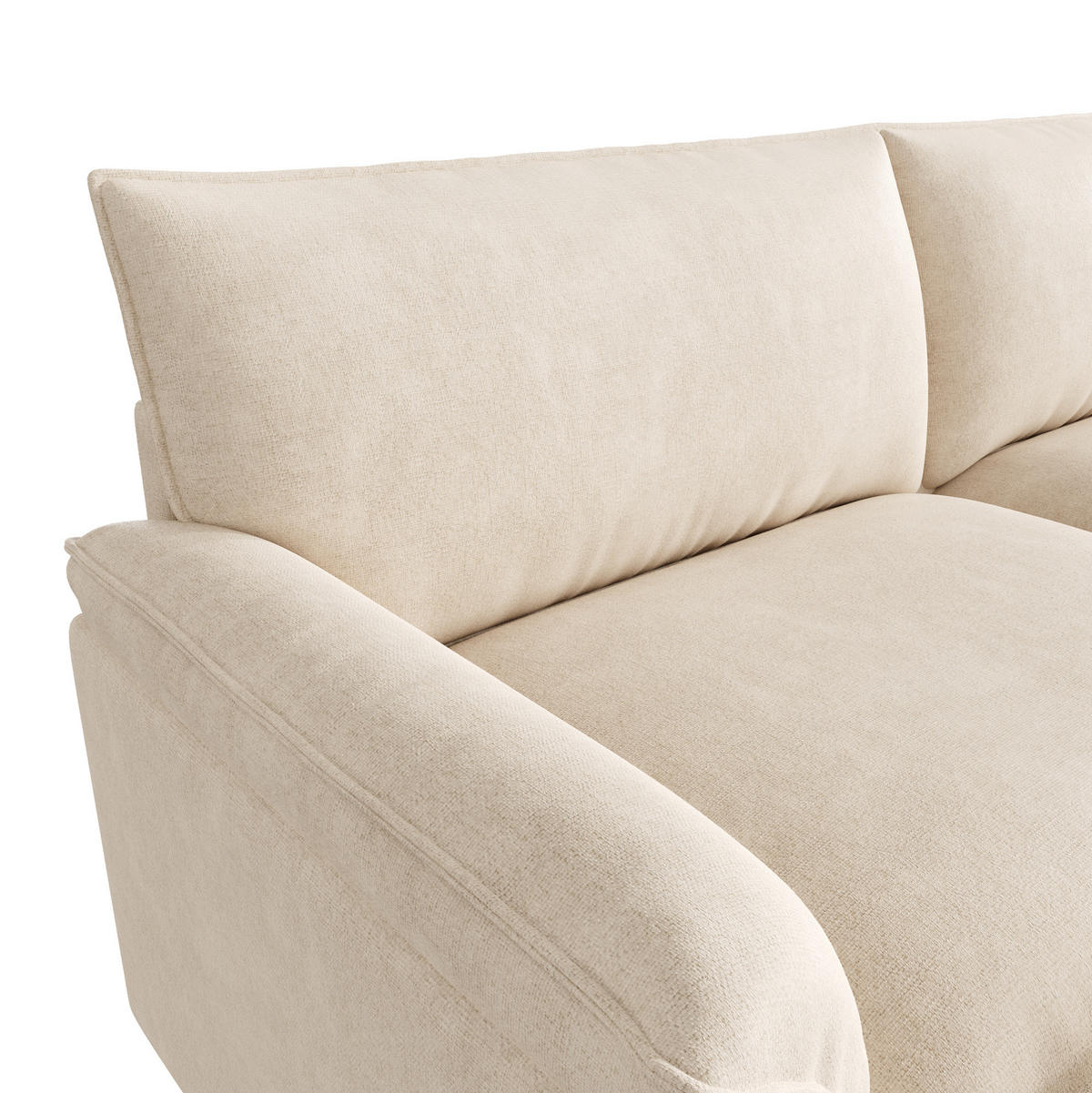 ECKSOFA 216/77/82 cm mit beweglichem Fußhocker, Stauraum und Schlaffunktion, Chenille, Beige - Beige, Textil (216/77cm) - Redom