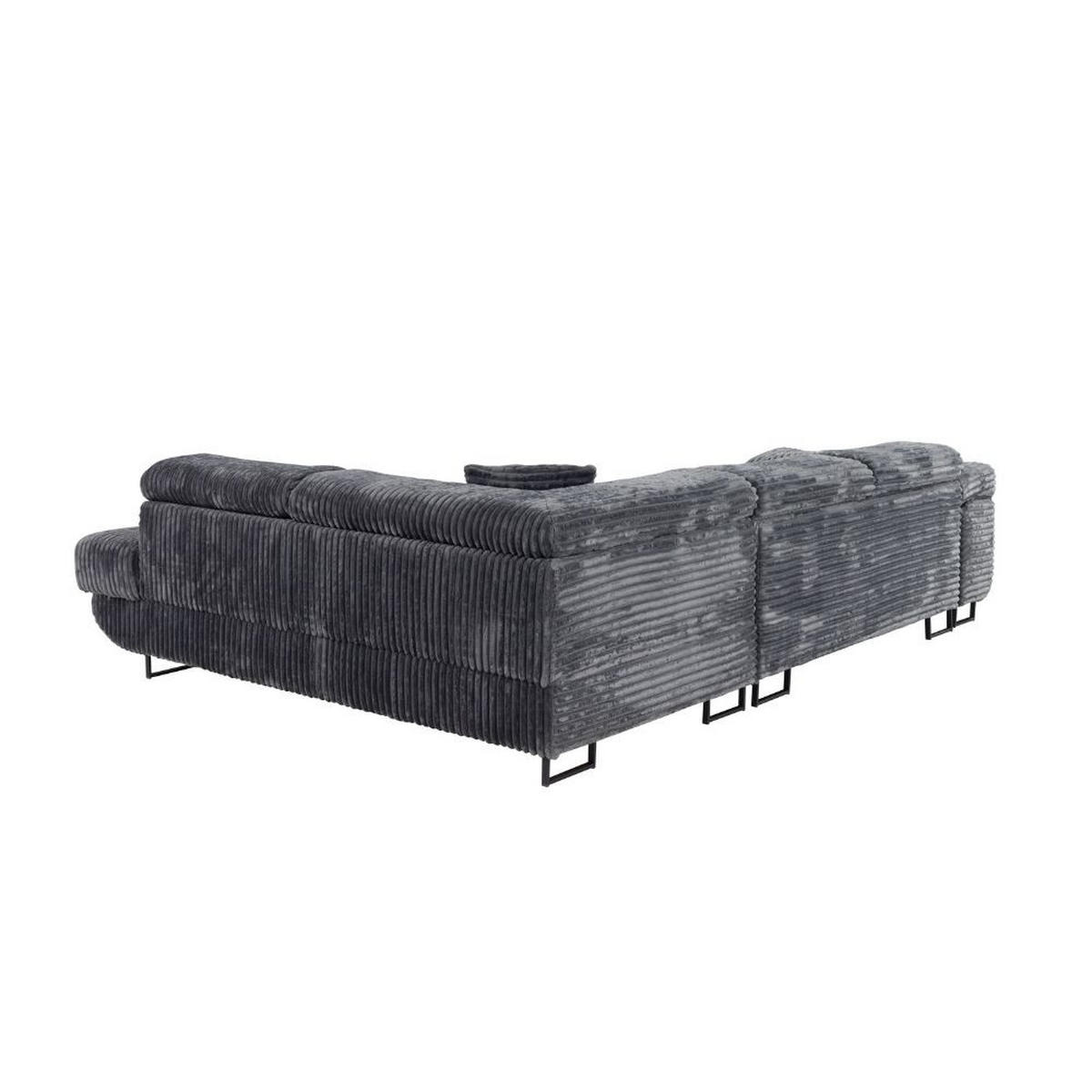 ECKSCHLAFSOFA Luis L, mit Schlaffunktion und Bettkasten – praktisch und bequem, Rechts, Dunkelgrau - Dunkelgrau/Schwarz, Textil (275/205cm) - AN-Moebel 4u