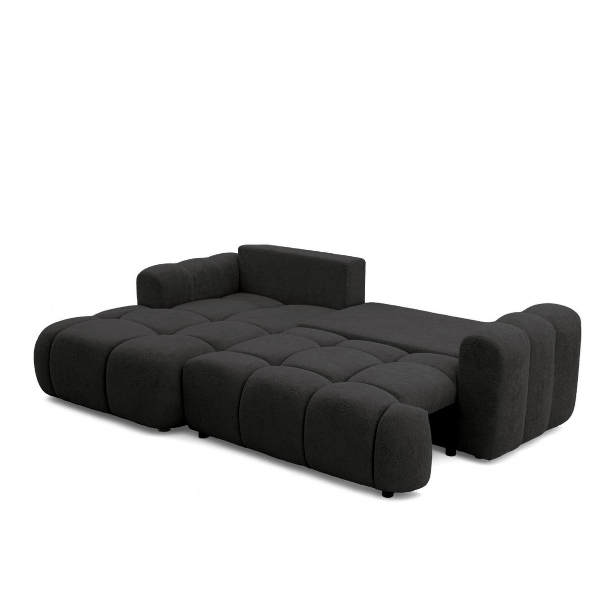 ECKSOFA CALM L Links mit Schlaffunktion 140x215 Webstoff schwarz - Schwarz, Holz/Kunststoff (261/151cm) - Muffo