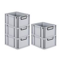 EUROBOX 5x NextGen Color 22x30x40 cm 20 Liter Griffe schwarz zu, Grau - Schwarz/Grau, Kunststoff (30/22/40cm) - PROREGAL