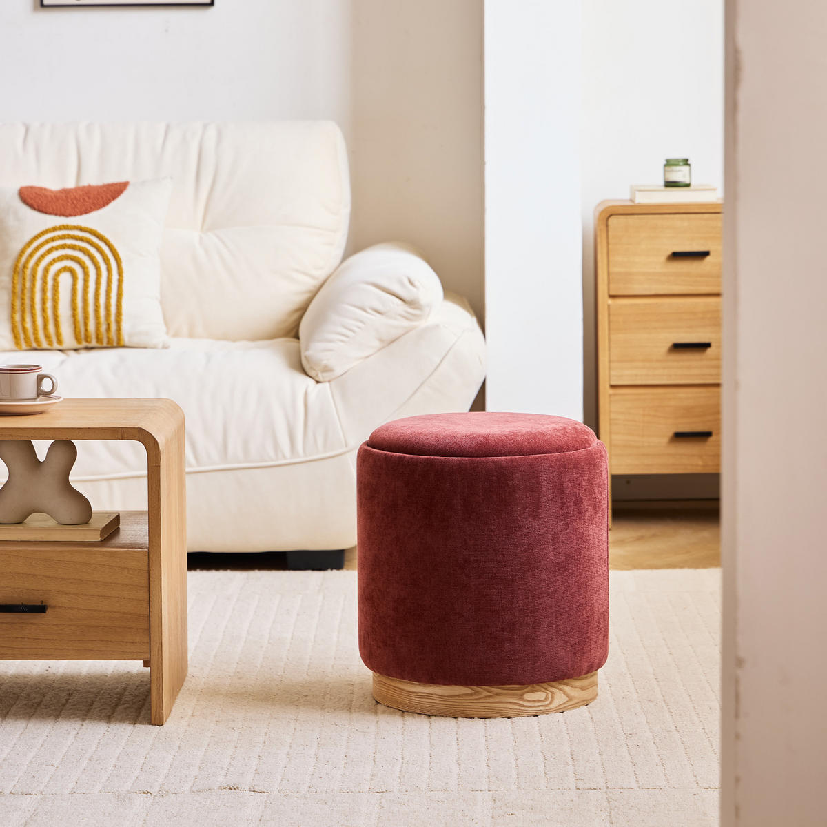 POUF Stoff Terracotta - Rot, Textil (40/44/40cm) - Nordlys
