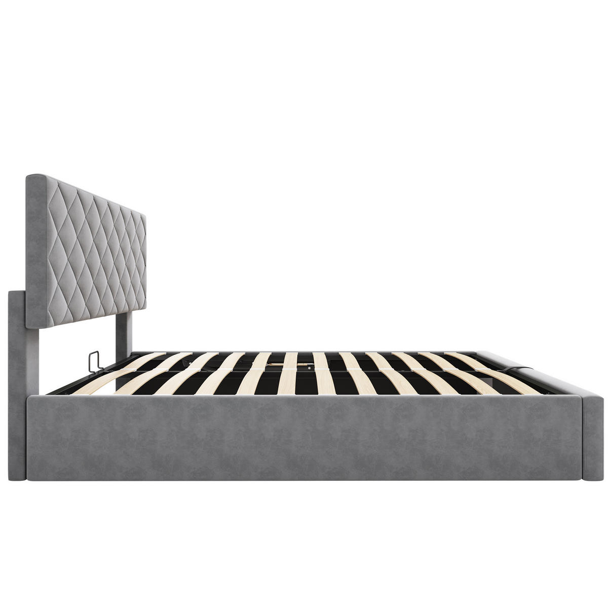 POLSTERBETT mit Stauraum und Lattenrost 140x200 cm Samt Grau - Grau, Metall (140/200cm) - Meubliv