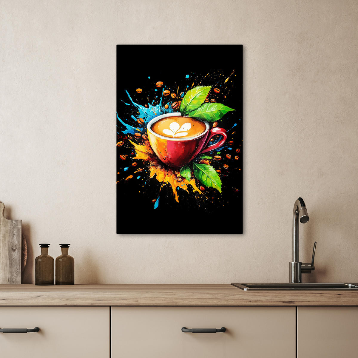 LEINWANDBILD Kaffee - Graffiti - Trinken - Abstrakt 40x60 cm - Mokka, Textil (40/60cm) - MuchoWow