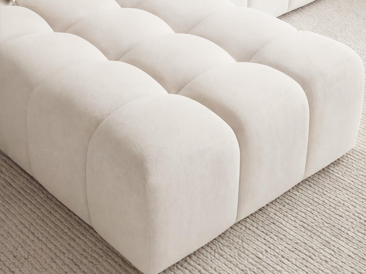 ECKSOFA Loopo Creme Links - Creme, Holz/Textil (265/180cm) - Graingold