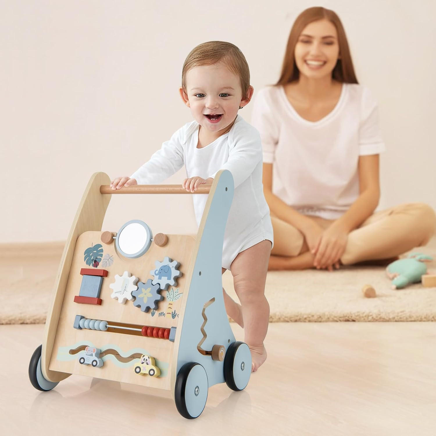 BABY-LAUFLERNHILFE blau - Blau, Holzwerkstoff (31/46/35cm) - COSTWAY