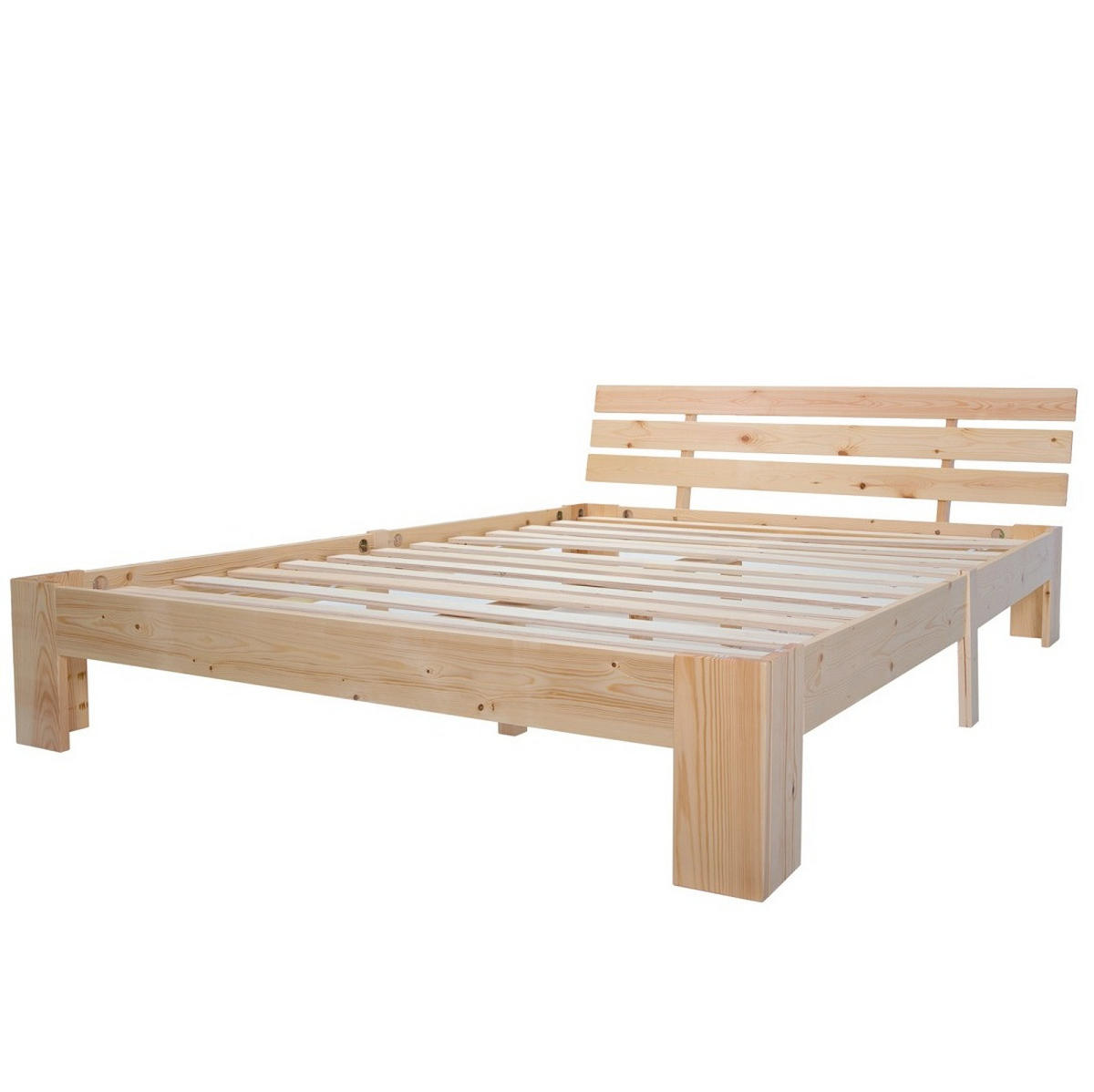 BETT 140/200 cm aus Massivholz in Natur mit Lattenrost - Naturfarben, Holz (140/200cm) - Flora Grace