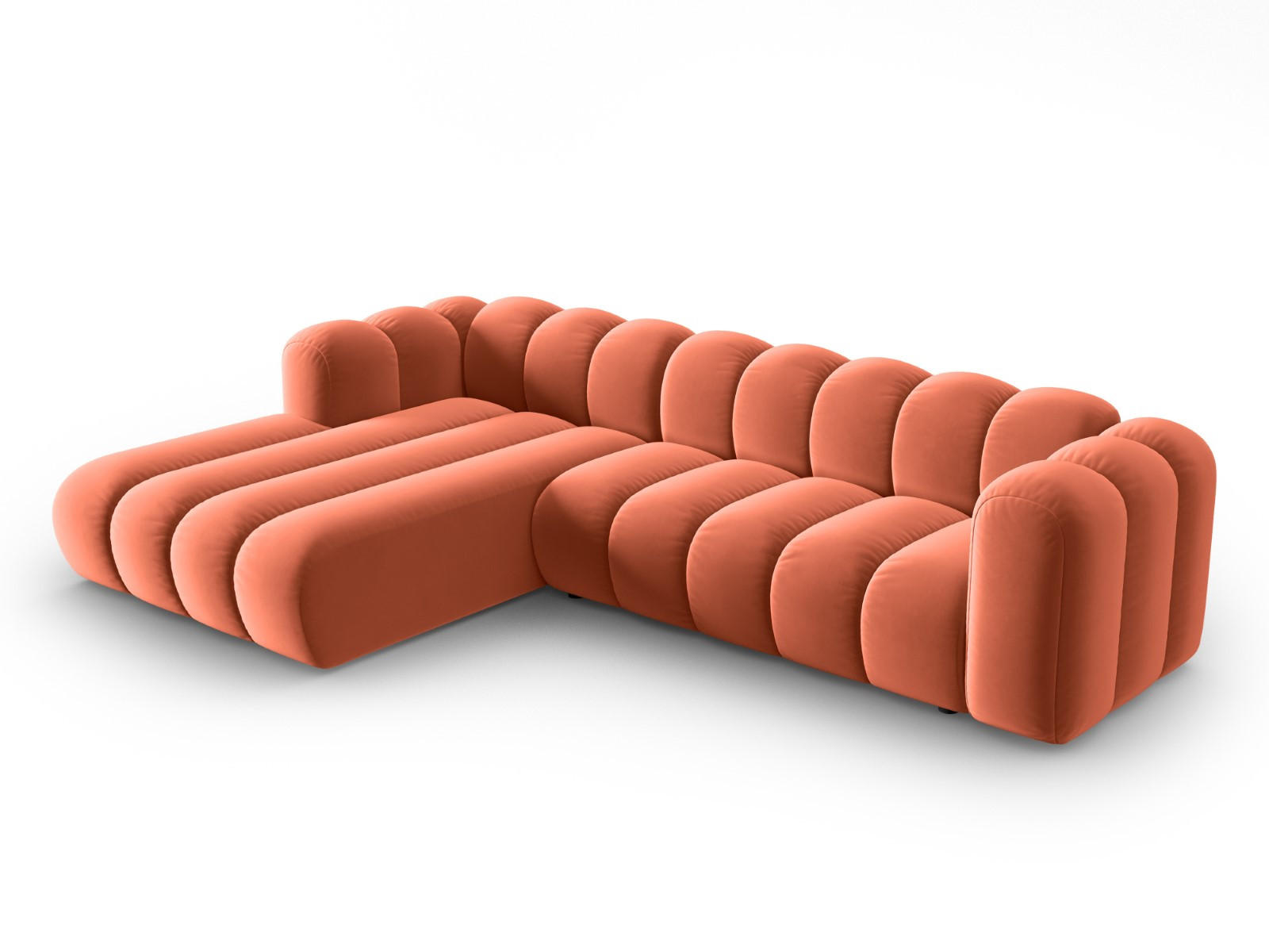 ECKSOFA modular links Lupine aus Samt koralle 4 Sitzplätze - Koralle, Textil (177/290cm) - Micadoni