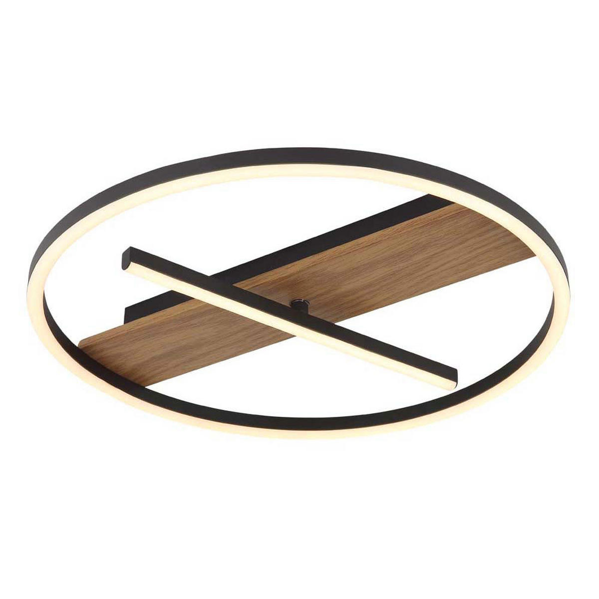 LED DECKENLEUCHTE Metall Schwarz, Holzoptik - Braun, Metall (40.5/40.5/5.5cm) - Globo Lighting