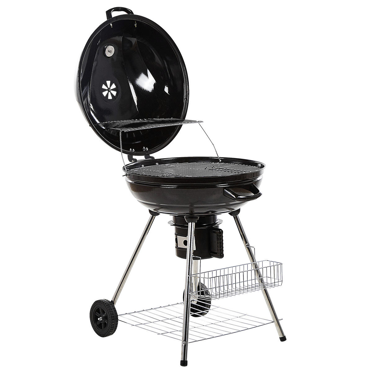 HOLZKOHLE-KUGELGRILL Stah schwarz Marapi - Schwarz, Metall (59/92/58cm)