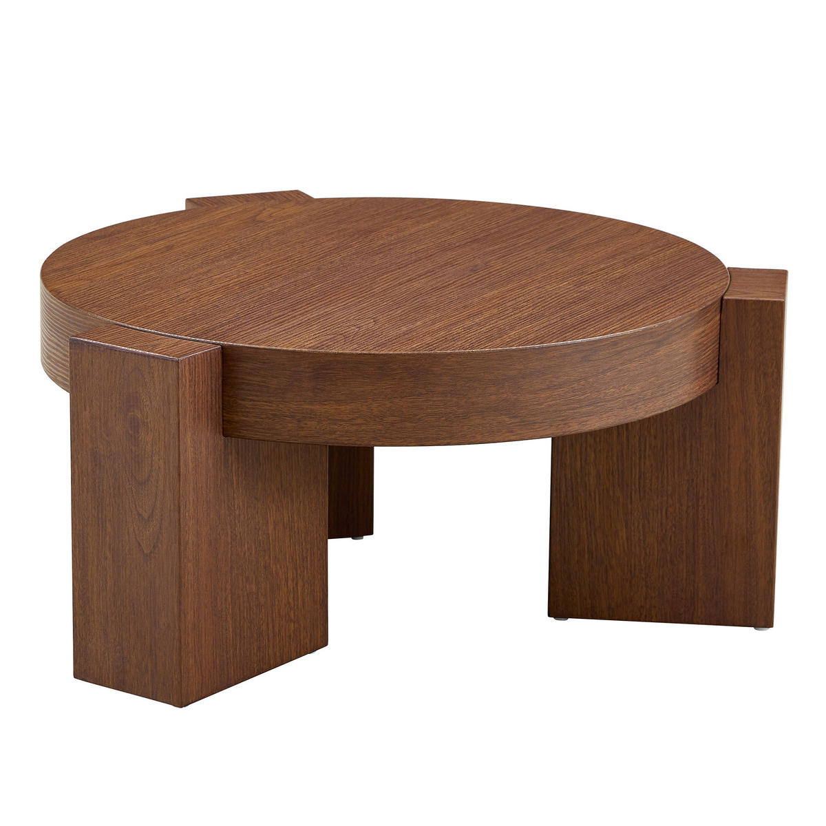 COUCHTISCH in Walnussfarbe 2er-Set Couchtisch-Kombination mit Glasplatte für Wohnzimmer, B44/T62/H44 cm, Ø61/H30 cm - Walnussfarben, Glas/Holzwerkstoff (61/61/30cm) - STILVORA
