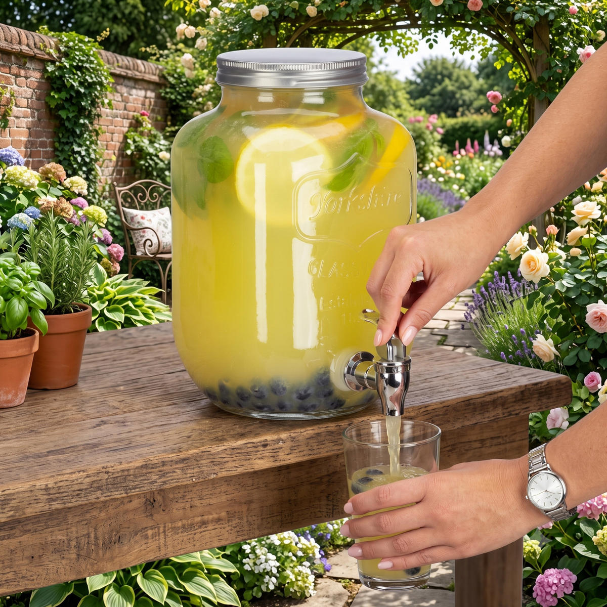 GETRÄNKESPENDER Transparent Glas mit Zapfhahn 3,5 L - Transparent, Glas/Kunststoff (3.5L) - Relaxdays