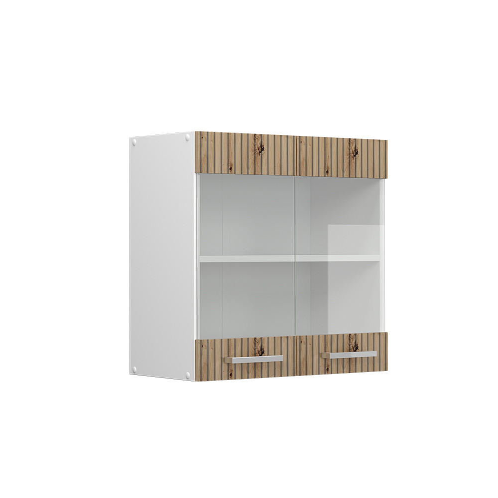 KÜCHENGLASSCHRANK R-Line Artisan-Eiche 60 cm - Weiß/Eiche Artisan, Holzwerkstoff (60/60/31cm) - Vicco