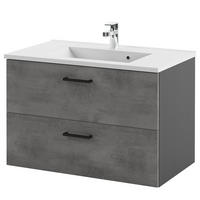 WASCHTISCH - Beton Dunkel Dekor / Graphit - Grau, Keramik/Holzwerkstoff (80/54/48cm) - home24