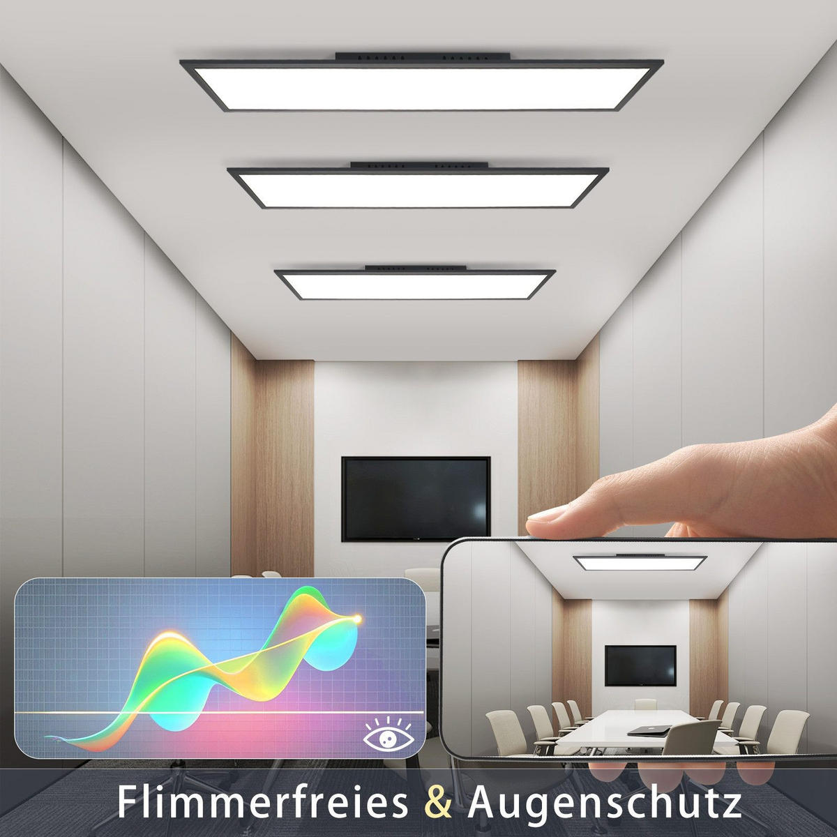 LED-DECKENLEUCHTE Landshut 120/30/4.5 cm - Schwarz, Metall (120/30/4.5cm) - Nettlife