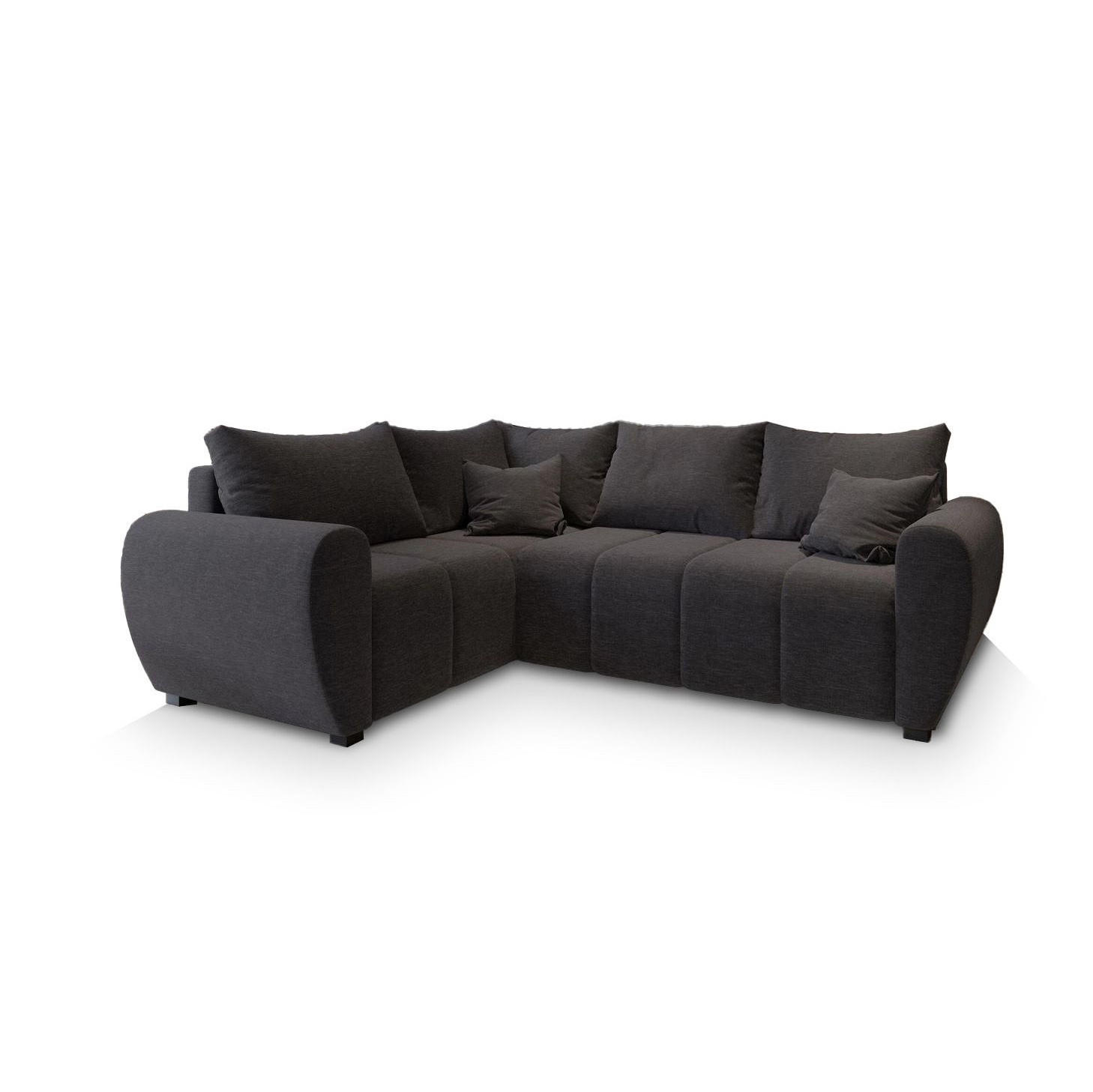 ECKSOFA MADISON L L-S Grau Dünner Stoff mit Schlaffunktion - Grau, Holz (235/175cm) - MASSENO