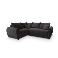 ECKSOFA MADISON L L-S Grau Dünner Stoff mit Schlaffunktion - Grau, Holz (235/175cm) - MASSENO