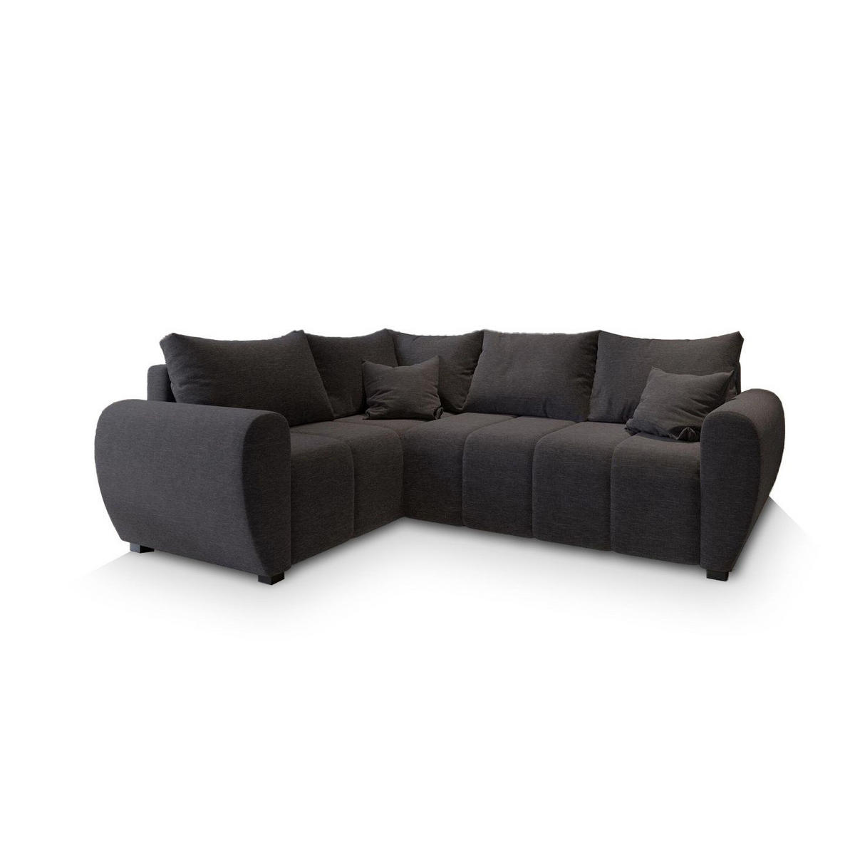 ECKSOFA MADISON L L-S Grau Dünner Stoff mit Schlaffunktion - Grau, Holz (235/175cm) - MASSENO