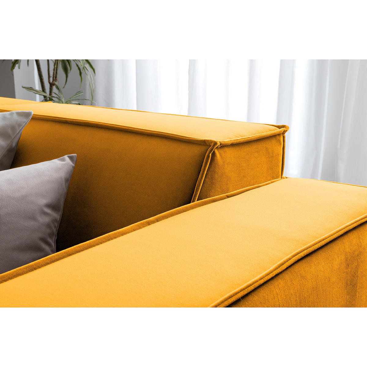 ECKSOFA mit Ottomane - Gelb/Schwarz, Kunststoff/Textil (260/234cm) - home24