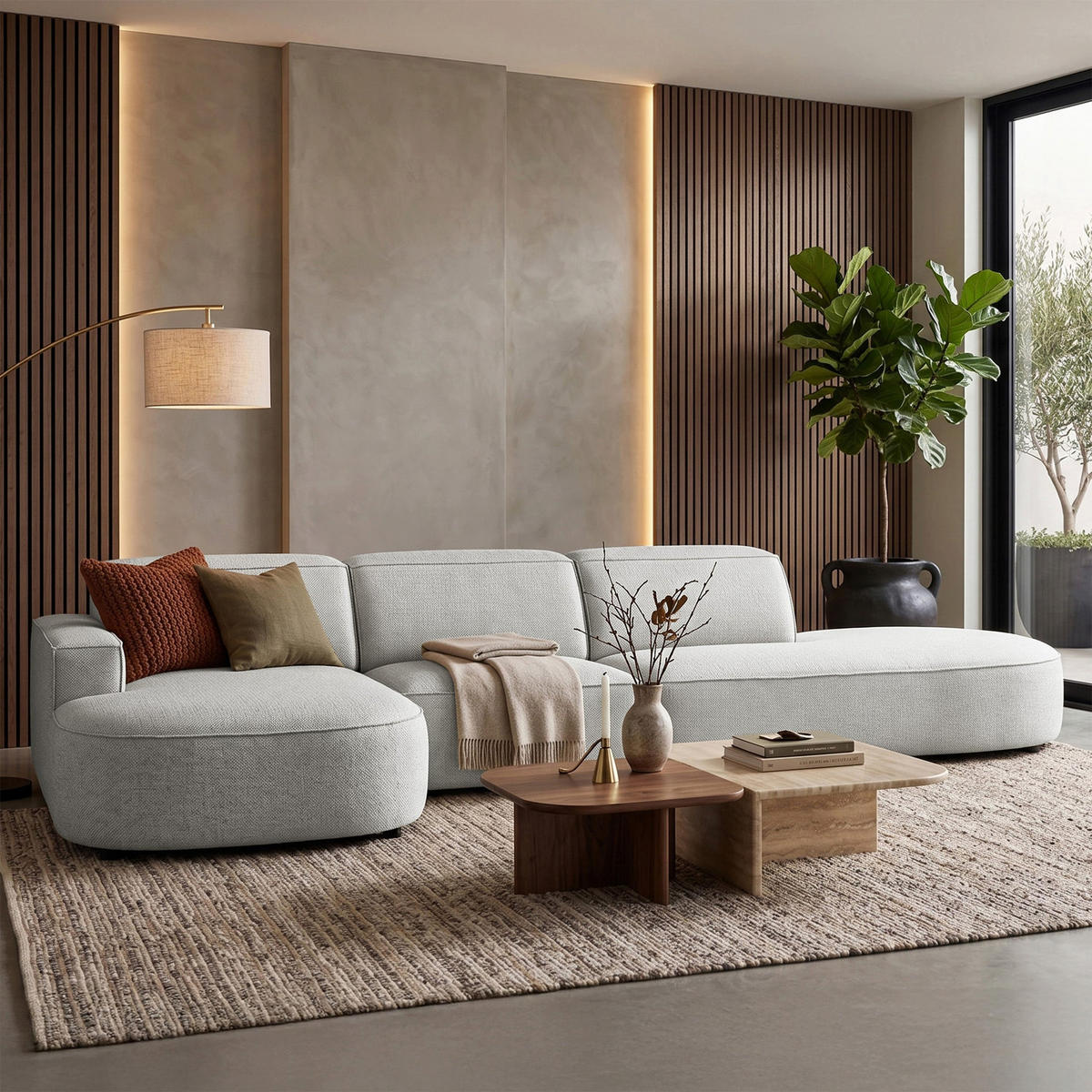 ECKSOFA Sallmo L-Form, 3-Sitzer, links 358 cm - Hellgrau/Schwarz, Kunststoff/Textil (358/166cm) - Selsey