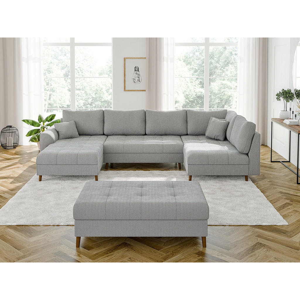 Thumbnail - S-Style Möbel Wohnlandschaft, Hellgrau, Textil, Echtholz,Buche, Birke, 8-Sitzer, Füllung: Silikon,Silikon,Polyetherschau...