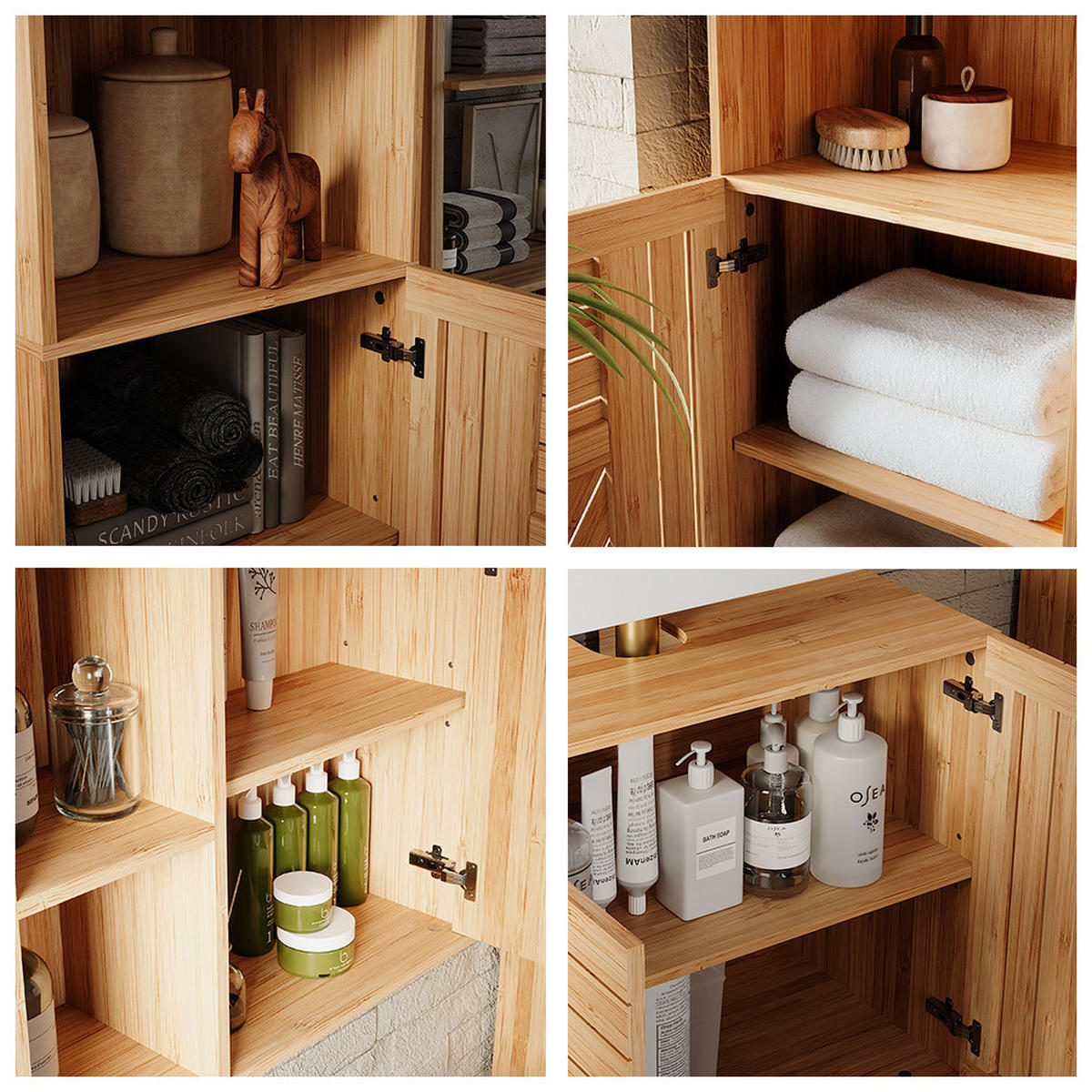 SADA KÚPEĽŇOVÉHO NÁBYTKU Lucie Bambus - zelená, kompozitné drevo (60/65/36cm) - Vicco