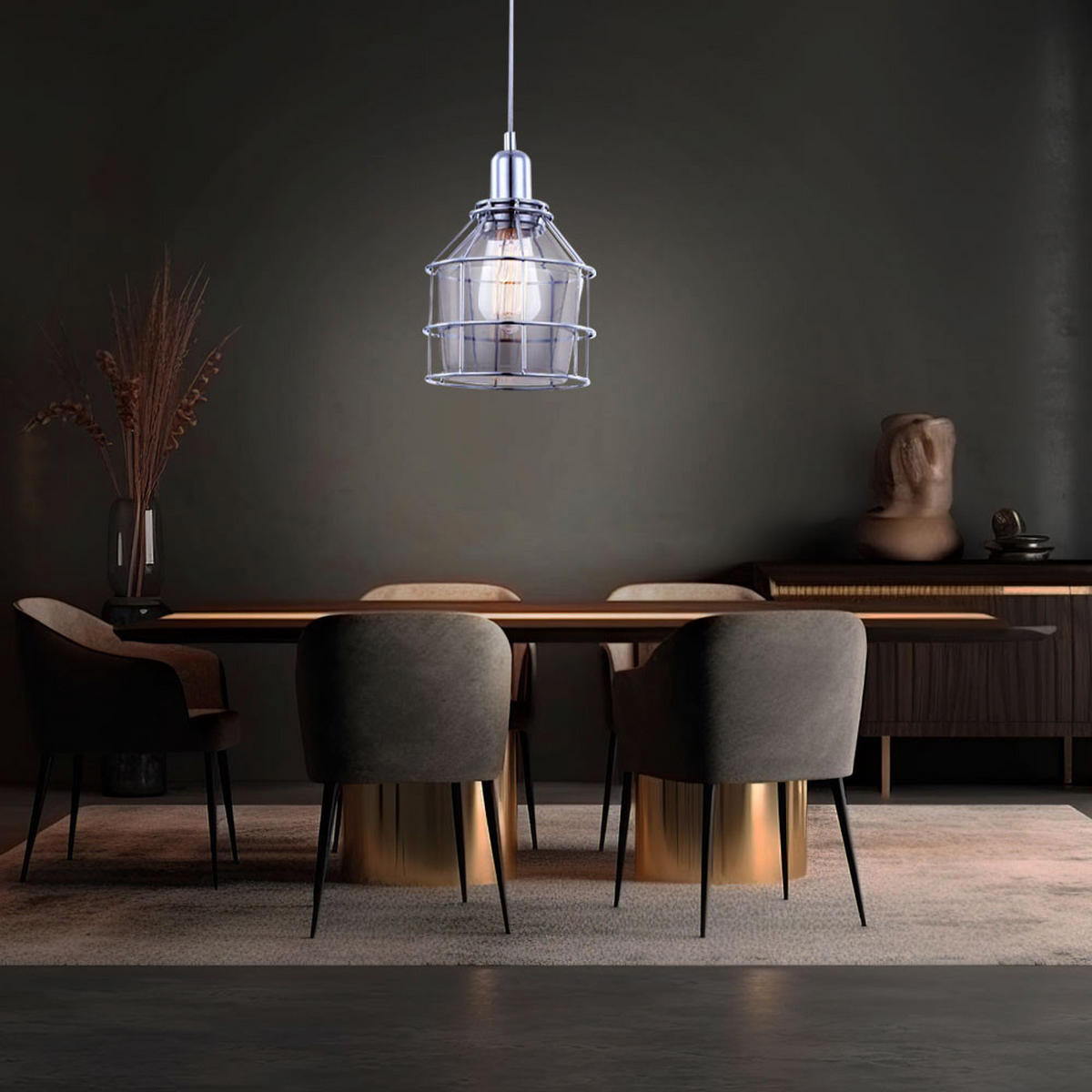 LED HÄNGELEUCHTE Metall Glas Silber - Silberfarben, Glas (16/16/124cm) - Globo Lighting