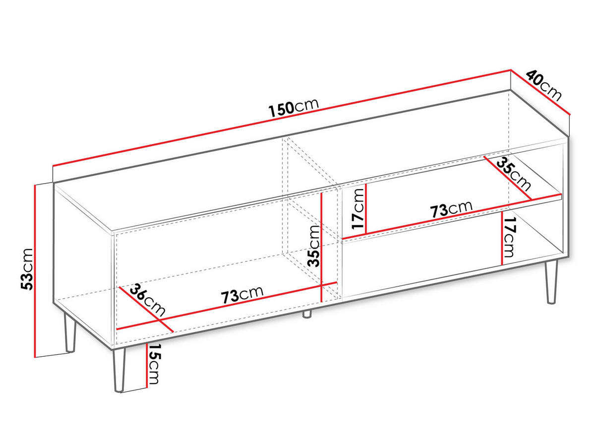 TV-ELEMENT Nakomo - Schwarz/Weiß, Holz/Holzwerkstoff (150/53/40cm) - MIRJAN24