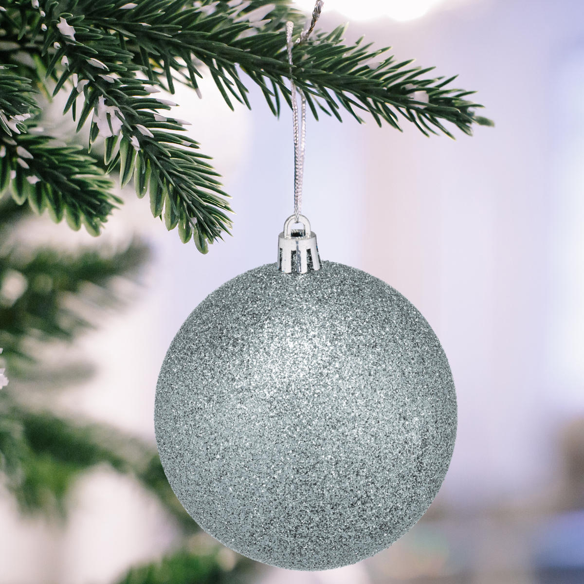 WEIHNACHTSKUGELN-SET 110-tlg. - Silberfarben, Kunststoff (8/9/8cm) - Relaxdays