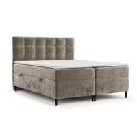 BOXBETT Urbaneo Beige 180/200 cm mit Taschenmatratze und Topper - Beige/Schwarz, Holz/Holzwerkstoff (180/200cm) - Maison de Reve