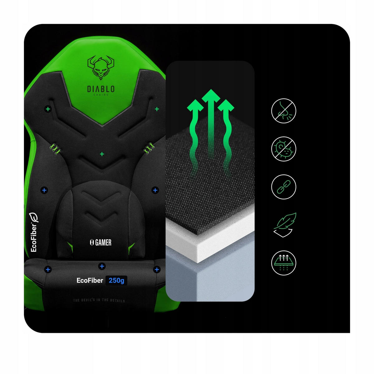 GAMINGSTUHL X-GAMER - Schwarz/Grün, Metall (68/118/56cm) - Diablo Chairs