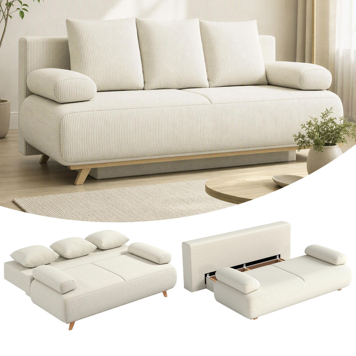 SCHLAFSOFA Beige 188.0/100.0/84.0cm - Beige, Textil (100/84/188cm)