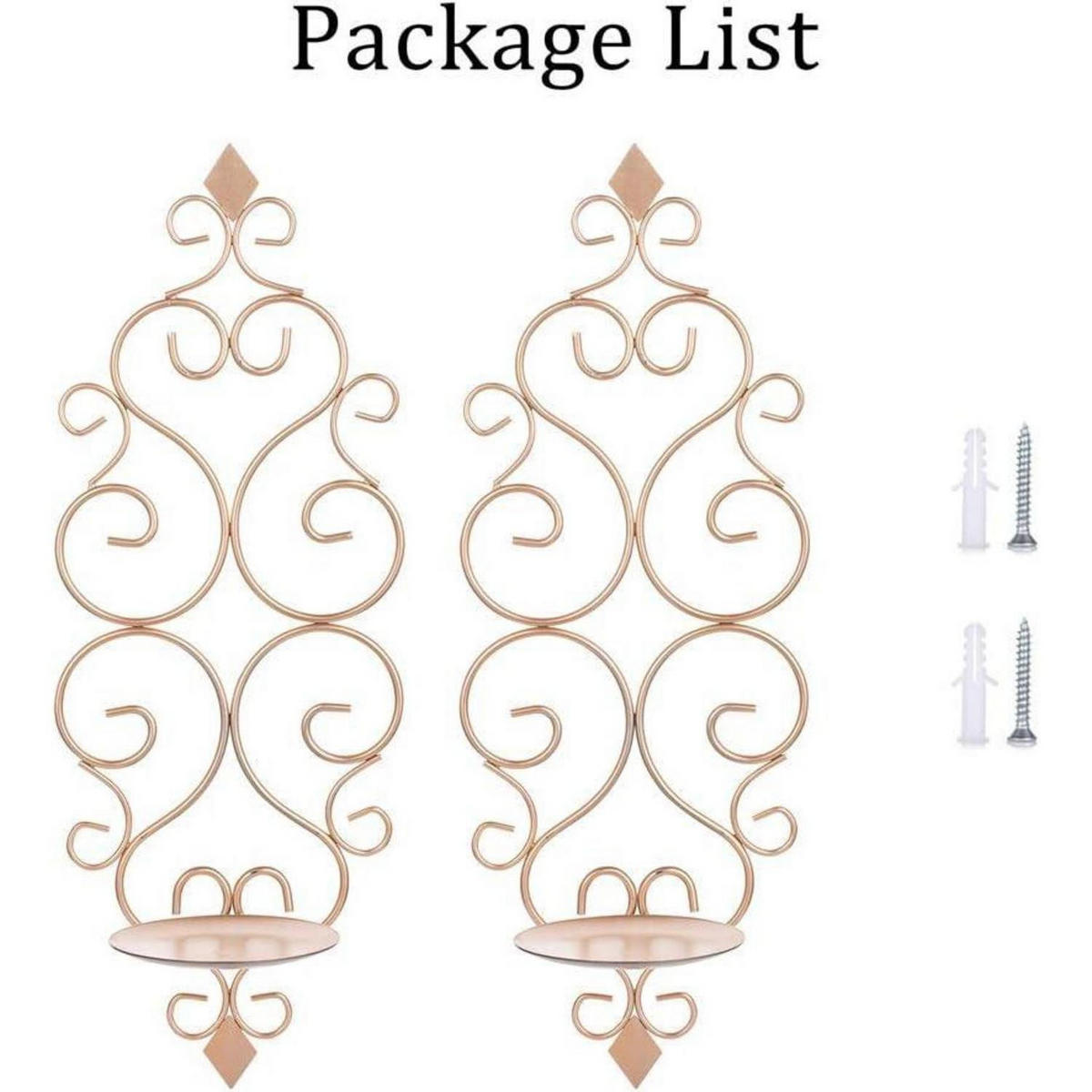 KERZENHALTER 2-teiliges Set Eisen Rosegold 37,6 cm - Goldfarben, Metall (14/14.8/37.6cm)