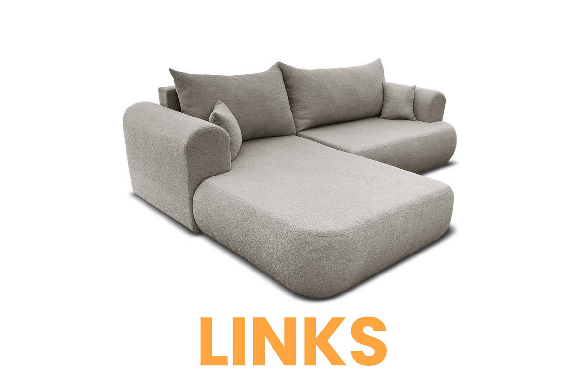 ECKSOFA BRAVO 280/180 in Bouclé Grau-Beige links - Graubraun, Holz/Holzwerkstoff (280/180cm) - Deine Möbel 24