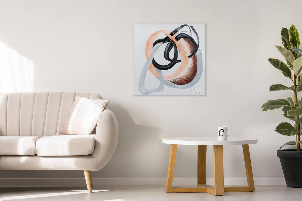 ACRYLBILD HANDGEMALT 80/80 cm - Beige/Weiß, Holz/Textil (80/80cm) - KUNSTLOFT