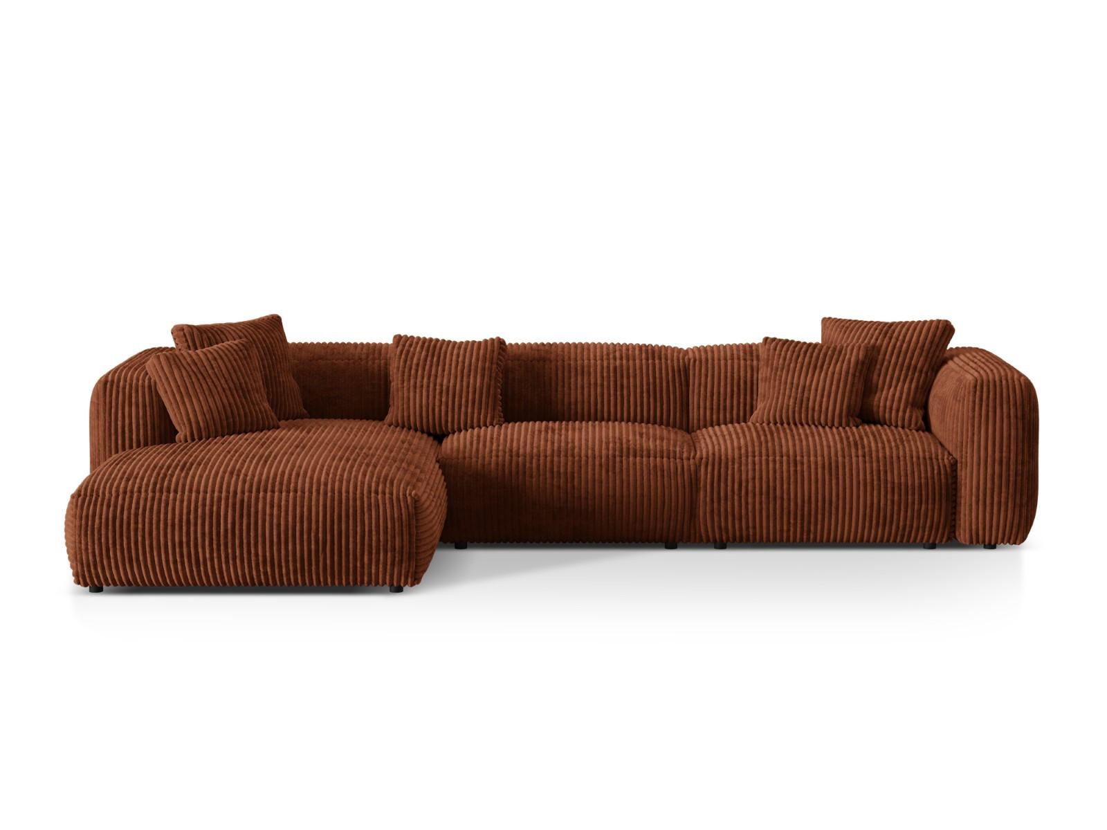 ECKSOFA modular links Martina aus Cord ziegelrot 3 Sitzplätze - Orange, Textil (176/332cm) - Micadoni
