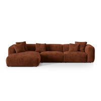 ECKSOFA modular links Martina aus Cord ziegelrot 3 Sitzplätze - Orange, Textil (176/332cm) - Micadoni