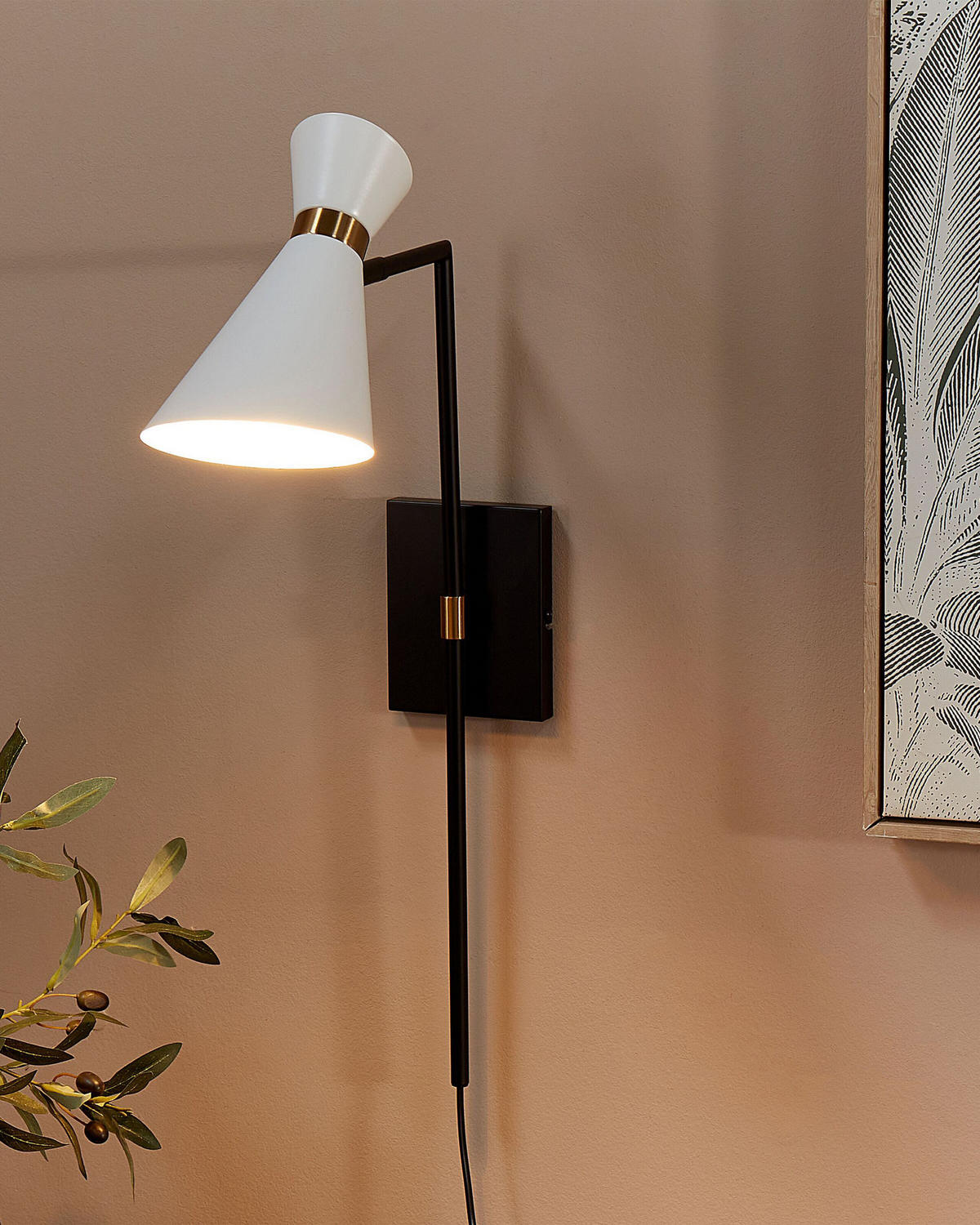WANDLAMPE Weiß/Gold/Schwarz Melawi - Goldfarben/Schwarz, Metall (36/70/16cm) - Beliani