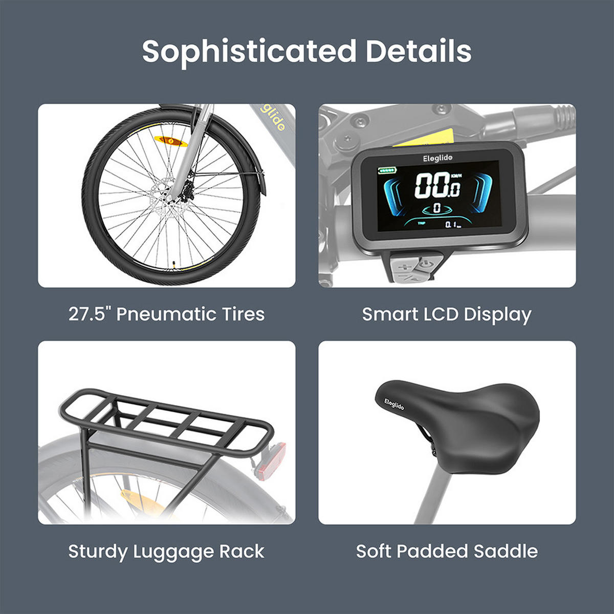 E-BIKE Eleglide T2 – Upgrade mit Sicherheitsdesign und starker Leistung - Dunkelgrau, Metall (83cm)