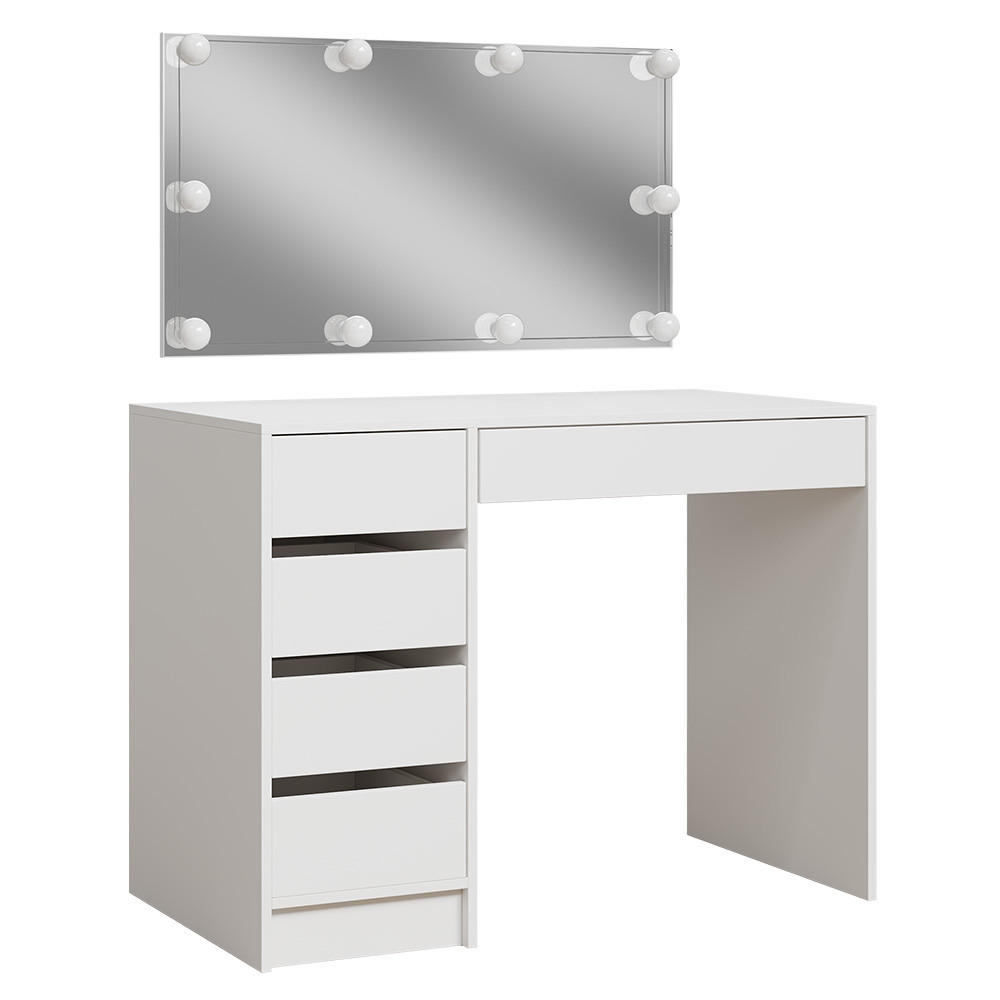 SCHMINKTISCH Thalia Weiß 100 cm mit LED Beleuchtung - Weiß, Holzwerkstoff (100/75.5/50cm) - Vicco
