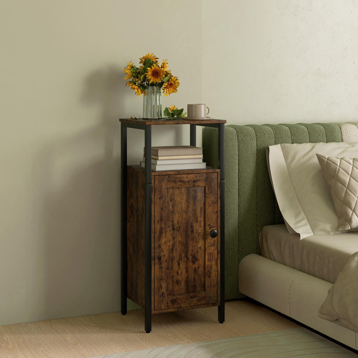 BEISTELLTISCH mit Stauraum, 2 offene Regale - Braun, Holzwerkstoff (34/30/80cm) - HOMCOM