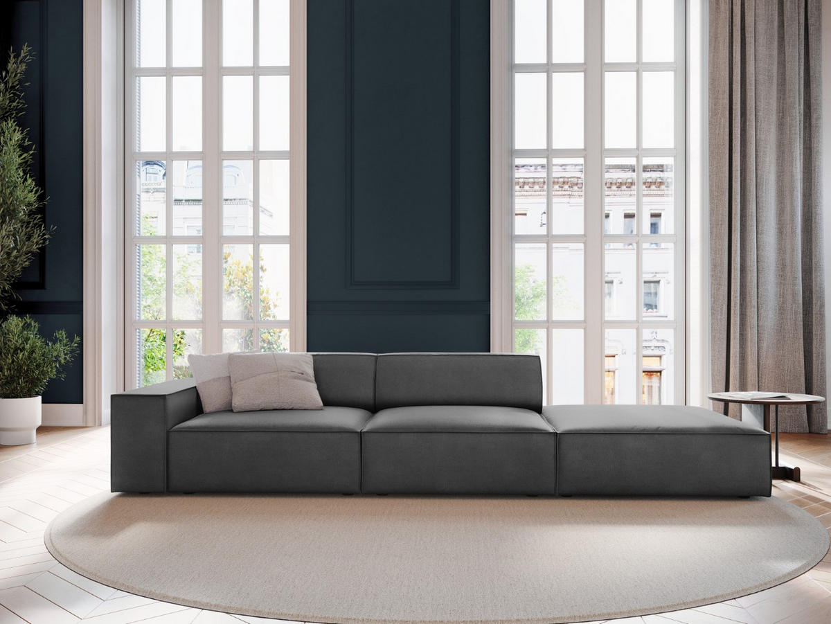 SOFA Jodie aus Samt grau 3 Sitzplätze - Grau, Textil (262/70/102cm) - Micadoni
