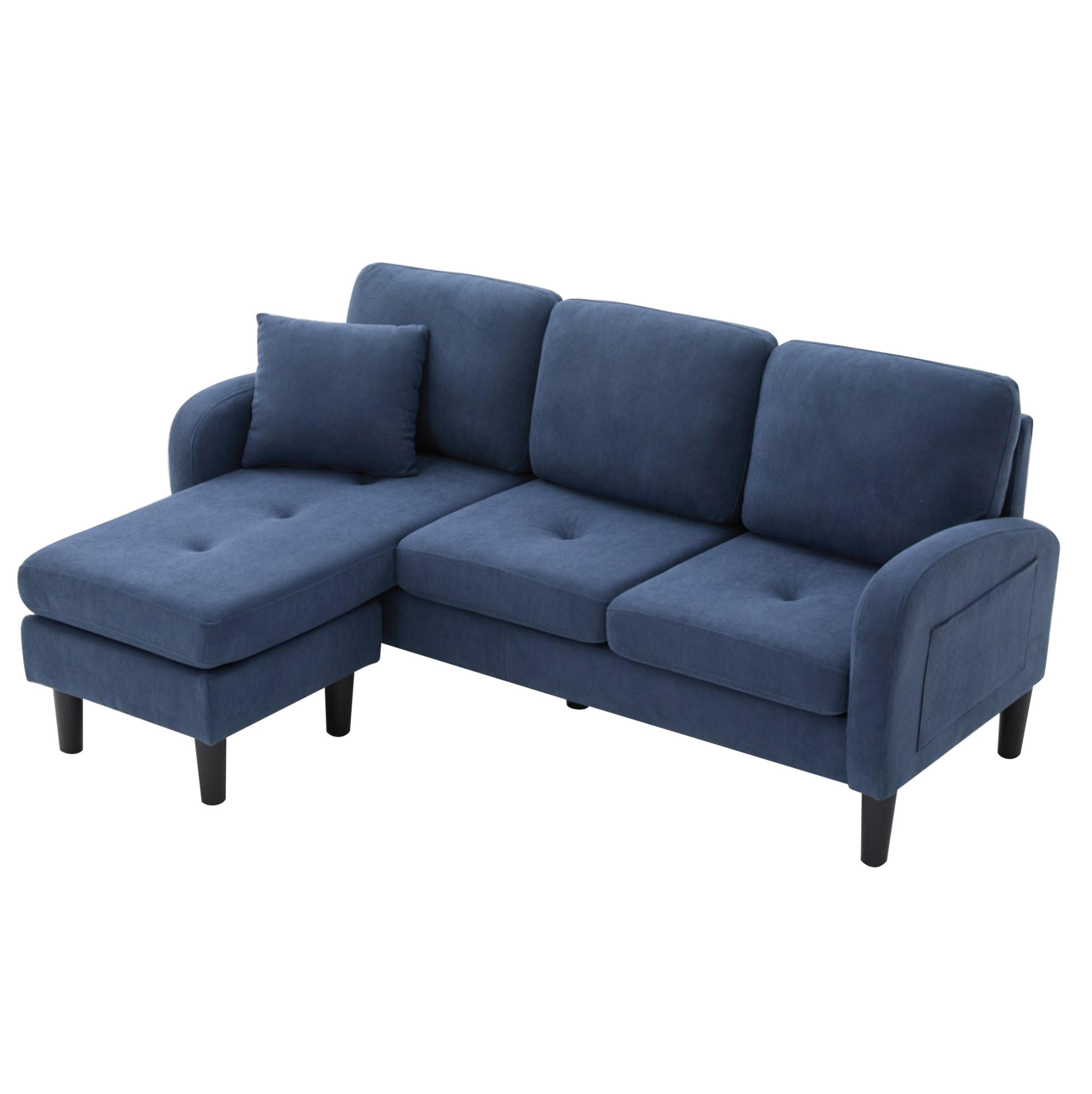 ECKSOFA L-Form Cord mit modularer Chaiselongue Blau 166/118/77 cm - Blau, Textil (166/118cm) - Redom