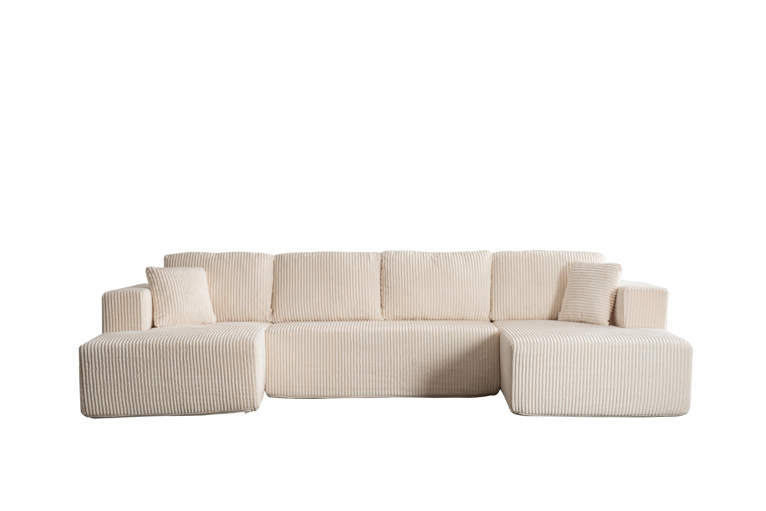 WOHNLANDSCHAFT Weiß 332/156/88 cm 3-Sitzer Cordstoff Modular Ohne Montage - Weiß, Textil (332/88/156cm) - PANGIVO